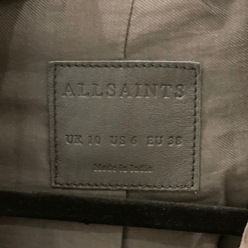 All Saints Gray Suede Moto Zip Jacket - Picture 7 of 7